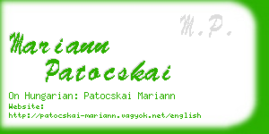 mariann patocskai business card